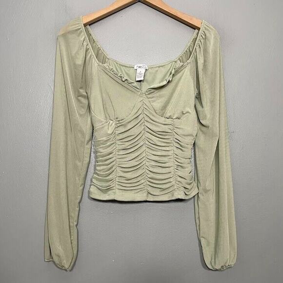Rue 21 Juniors Size Small Light Green Mesh Crop Top Coquette Milkmaid Romantic - Picture 1 of 8